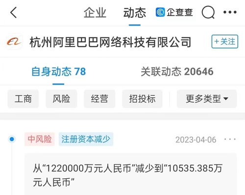 杭州阿里巴巴由122亿减资至1亿